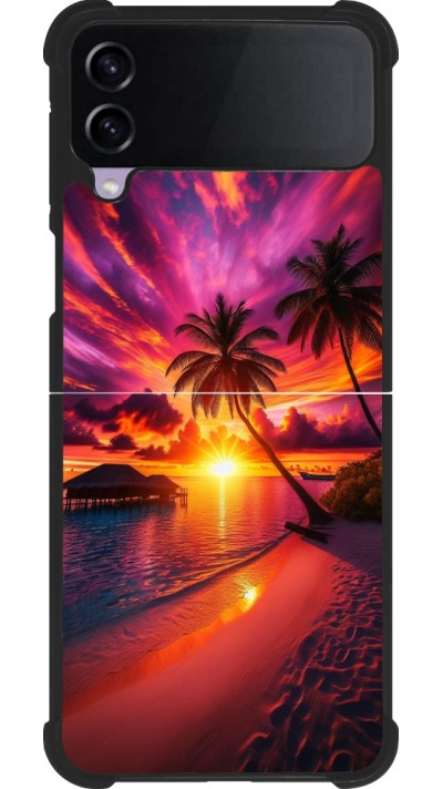 Coque Samsung Galaxy Z Flip3 5G - Silicone rigide noir Maldives Dusk Bliss