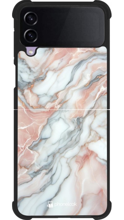 Samsung Galaxy Z Flip3 5G Case Hülle - Silikon schwarz Rosa Leuchtender Marmor
