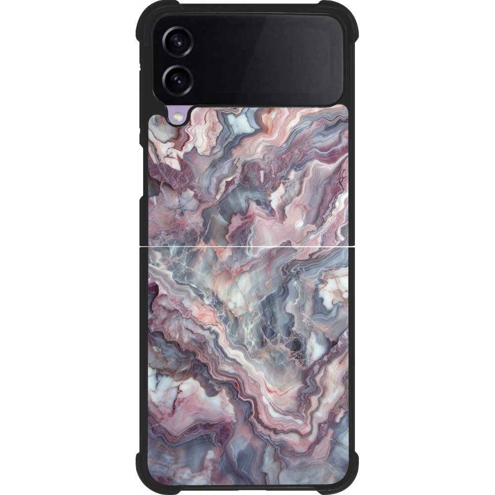 Samsung Galaxy Z Flip3 5G Case Hülle - Silikon schwarz Violetter silberner Marmor