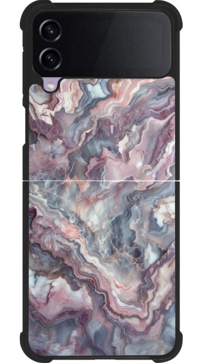 Samsung Galaxy Z Flip3 5G Case Hülle - Silikon schwarz Violetter silberner Marmor