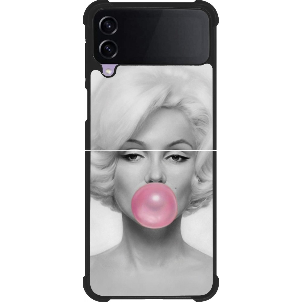 Coque Samsung Galaxy Z Flip3 5G - Silicone rigide noir Marilyn Bubble