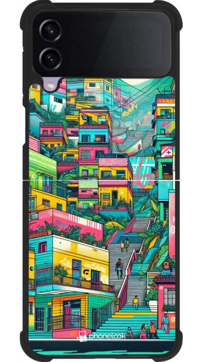 Coque Samsung Galaxy Z Flip3 5G - Silicone rigide noir Medellin Comuna 13 Art