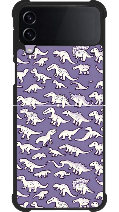 Coque Samsung Galaxy Z Flip3 5G - Silicone rigide noir Mini dino pattern violet