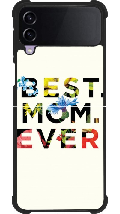 Coque Samsung Galaxy Z Flip3 5G - Silicone rigide noir Mom 2023 best Mom ever flowers