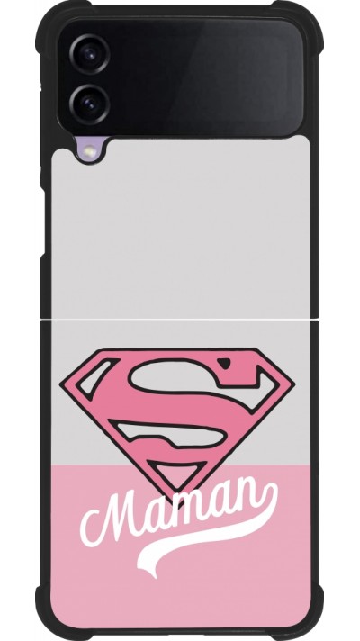 Coque Samsung Galaxy Z Flip3 5G - Silicone rigide noir Mom 2024 Super hero maman
