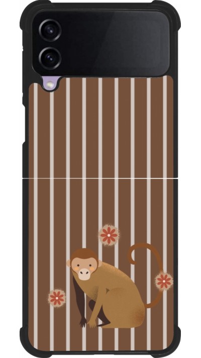Coque Samsung Galaxy Z Flip3 5G - Silicone rigide noir Monkey with stripes