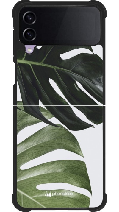 Coque Samsung Galaxy Z Flip3 5G - Silicone rigide noir Monstera Plant