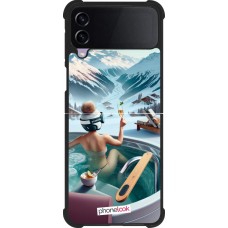 Coque Samsung Galaxy Z Flip3 5G - Silicone rigide noir Montagne Glamour Jacuzzi