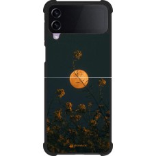 Coque Samsung Galaxy Z Flip3 5G - Silicone rigide noir Moon Flowers