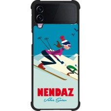 Coque Samsung Galaxy Z Flip3 5G - Silicone rigide noir Nendaz Ski Downhill
