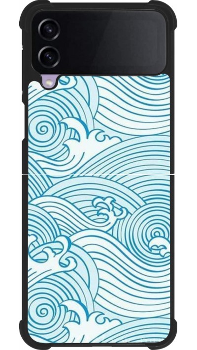 Coque Samsung Galaxy Z Flip3 5G - Silicone rigide noir Ocean Waves
