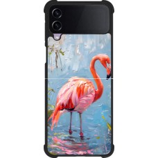 Coque Samsung Galaxy Z Flip3 5G - Silicone rigide noir Paint Flamingo