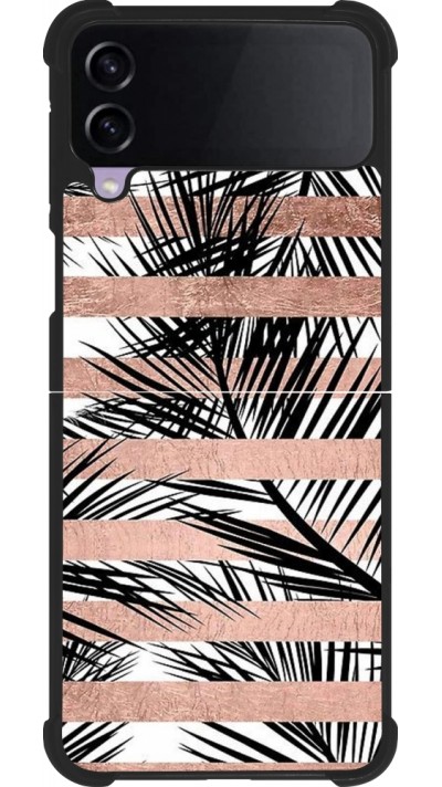 Samsung Galaxy Z Flip3 5G Case Hülle - Silikon schwarz Palm trees gold stripes