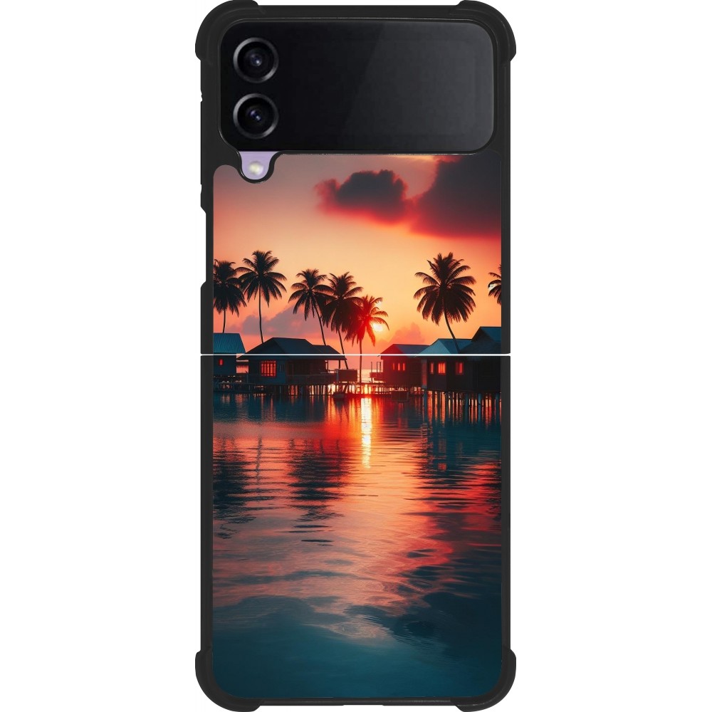 Coque Samsung Galaxy Z Flip3 5G - Silicone rigide noir Paradis Maldives