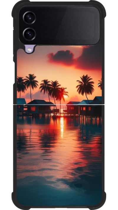 Coque Samsung Galaxy Z Flip3 5G - Silicone rigide noir Paradis Maldives