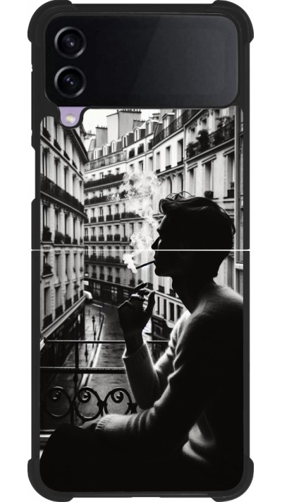 Coque Samsung Galaxy Z Flip3 5G - Silicone rigide noir Parisian Smoker
