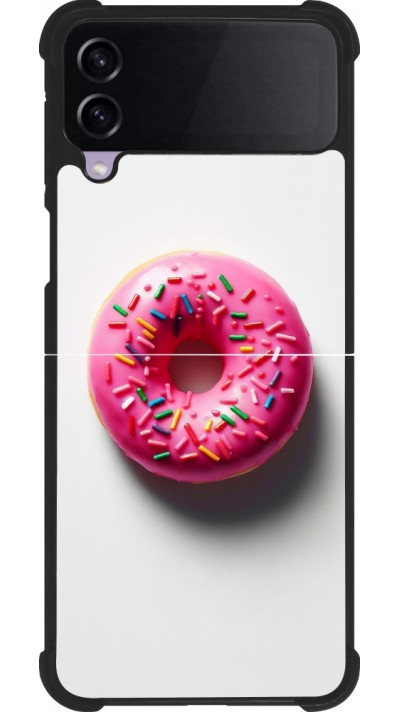 Coque Samsung Galaxy Z Flip3 5G - Silicone rigide noir Weißer Hintergrund, pinker Donut