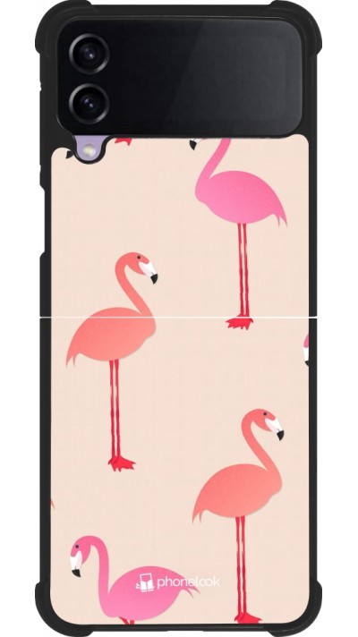 Coque Samsung Galaxy Z Flip3 5G - Silicone rigide noir Pink Flamingos Pattern