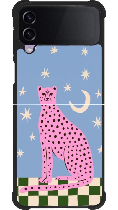 Coque Samsung Galaxy Z Flip3 5G - Silicone rigide noir Pink leopard with stars 2026