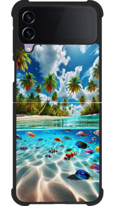 Coque Samsung Galaxy Z Flip3 5G - Silicone rigide noir Plage Paradis