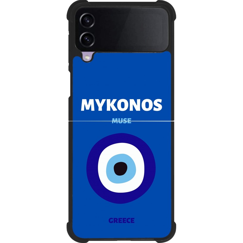 Samsung Galaxy Z Flip3 5G Case Hülle - Silikon schwarz Pop Summer Destination Mykonos