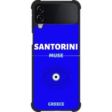 Coque Samsung Galaxy Z Flip3 5G - Silicone rigide noir Pop Summer Destination Santorini
