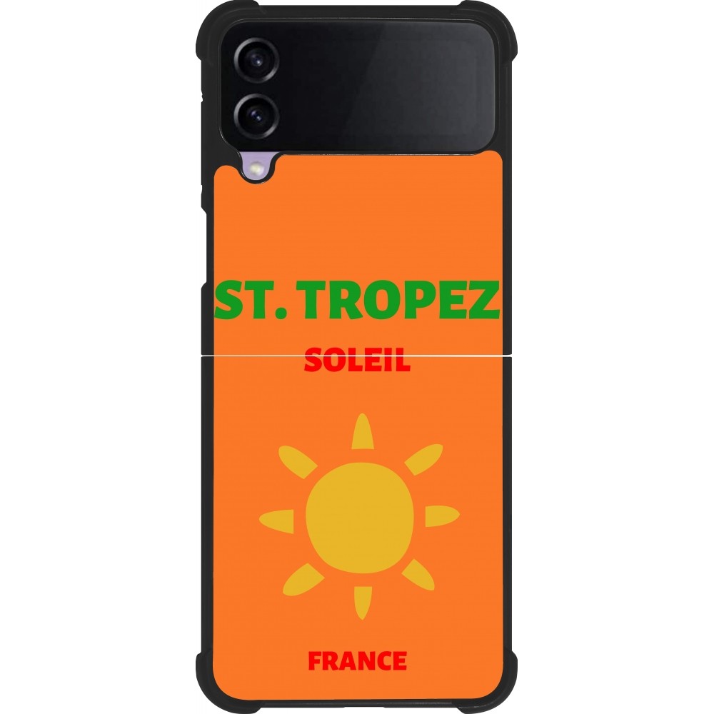 Coque Samsung Galaxy Z Flip3 5G - Silicone rigide noir Pop Summer Destination St-Tropez