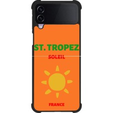 Coque Samsung Galaxy Z Flip3 5G - Silicone rigide noir Pop Summer Destination St-Tropez