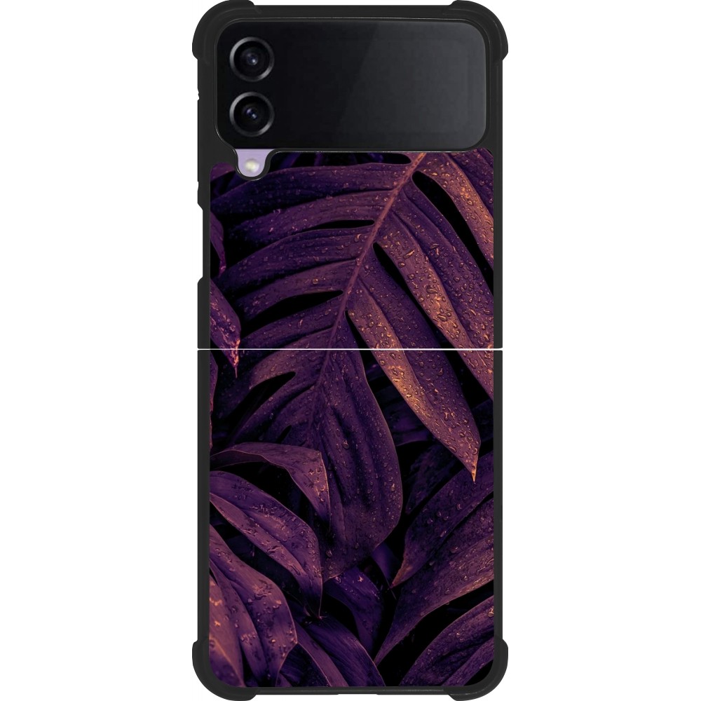 Samsung Galaxy Z Flip3 5G Case Hülle - Silikon schwarz Purple Light Leaves