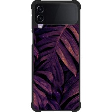 Samsung Galaxy Z Flip3 5G Case Hülle - Silikon schwarz Purple Light Leaves