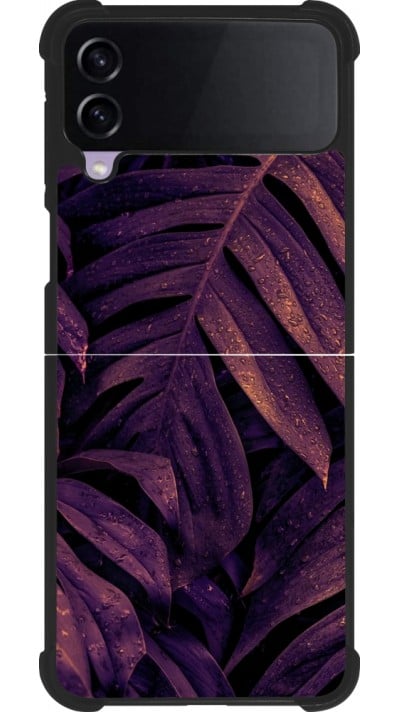 Coque Samsung Galaxy Z Flip3 5G - Silicone rigide noir Purple Light Leaves