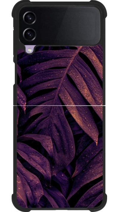 Samsung Galaxy Z Flip3 5G Case Hülle - Silikon schwarz Purple Light Leaves