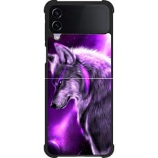 Coque Samsung Galaxy Z Flip3 5G - Silicone rigide noir Purple Sky Wolf