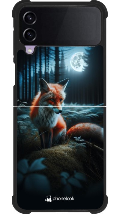Samsung Galaxy Z Flip3 5G Case Hülle - Silikon schwarz Fuchs Mond Wald