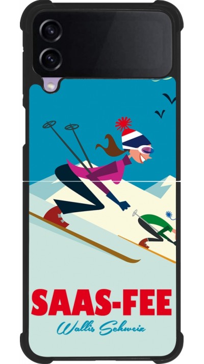 Coque Samsung Galaxy Z Flip3 5G - Silicone rigide noir Saas-Fee Ski Downhill