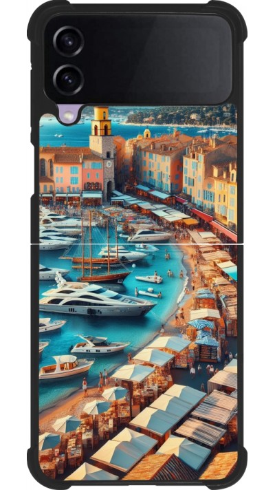 Samsung Galaxy Z Flip3 5G Case Hülle - Silikon schwarz Saint-Tropez Strand