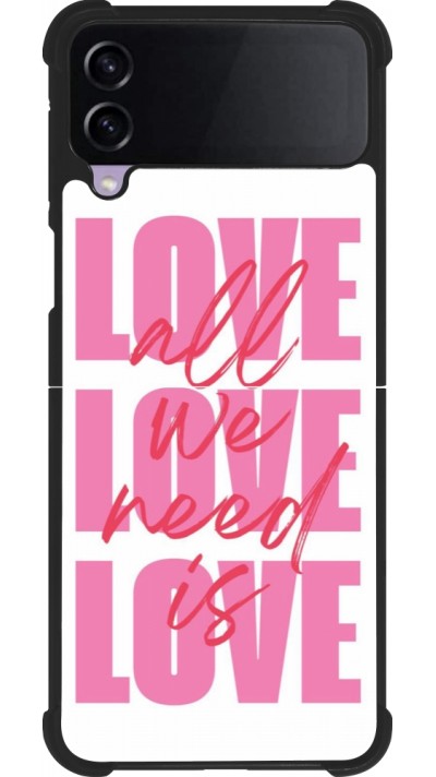 Coque Samsung Galaxy Z Flip3 5G - Silicone rigide noir Saint Valentines Day 26 Love all we need is