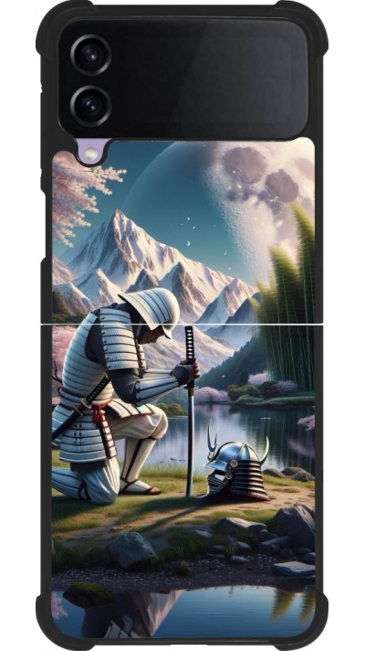 Samsung Galaxy Z Flip3 5G Case Hülle - Silikon schwarz Samurai Katana Mond