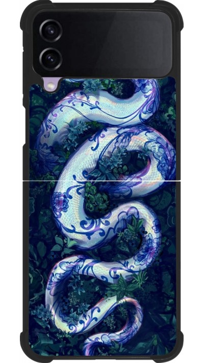 Coque Samsung Galaxy Z Flip3 5G - Silicone rigide noir Serpent Blue Anaconda