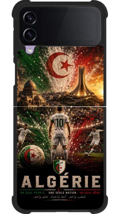 Coque Samsung Galaxy Z Flip3 5G - Silicone rigide noir Football Algérie splash 2026