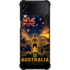 Coque Samsung Galaxy Z Flip3 5G - Silicone rigide noir Football Australie splash 2026