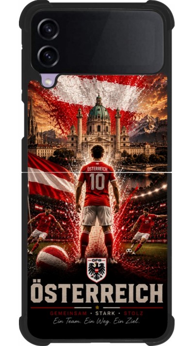 Coque Samsung Galaxy Z Flip3 5G - Silicone rigide noir Football Autriche splash 2026