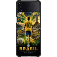 Coque Samsung Galaxy Z Flip3 5G - Silicone rigide noir Football Brésil splash 2026
