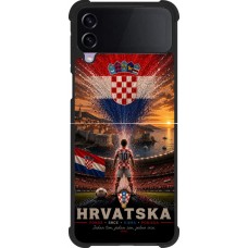 Coque Samsung Galaxy Z Flip3 5G - Silicone rigide noir Football Croatie splash 2026