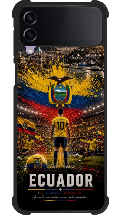 Coque Samsung Galaxy Z Flip3 5G - Silicone rigide noir Football Équateur splash 2026