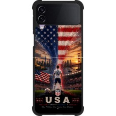 Coque Samsung Galaxy Z Flip3 5G - Silicone rigide noir Football États-Unis splash 2026