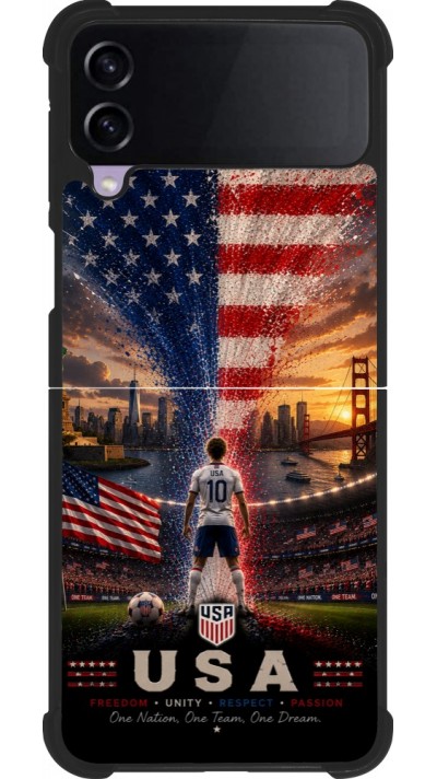 Coque Samsung Galaxy Z Flip3 5G - Silicone rigide noir Football États-Unis splash 2026