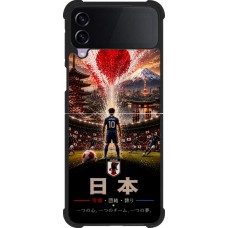 Coque Samsung Galaxy Z Flip3 5G - Silicone rigide noir Football Japon splash 2026