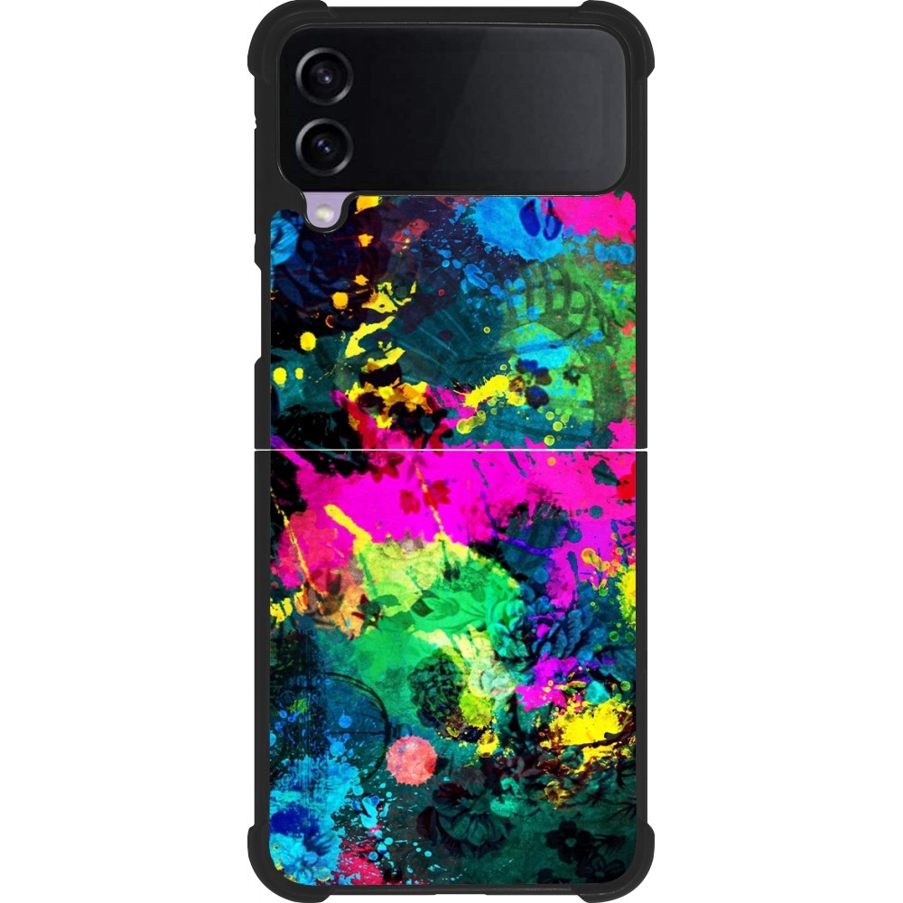 Coque Samsung Galaxy Z Flip3 5G - Silicone rigide noir Splash paint