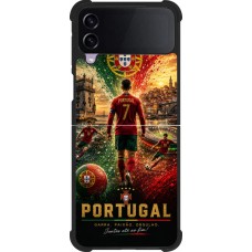 Coque Samsung Galaxy Z Flip3 5G - Silicone rigide noir Football Portugal splash 2026